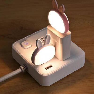 USB Встраиваемая кроличья светодиодная ночная лампа с умным голосовым управлением, заряжаемая, светящаяся ночная лампа для детей, современный дизайн для дома и гостиной