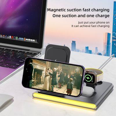 2024 Sublimation Portable Foldable Phone Universal Charging Station Fast 3 In 1 Wireless Charger For Iphone Smartphone photo-6