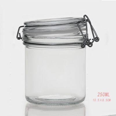 Glass Jar for Powdery Substances, 190ml, 200ml, 250ml, With a Buckle Lock, Transparent Glass Material photo-2