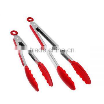 Custom Kitchen silicone food tongs set ,stainless steel food tongs with silicone tips