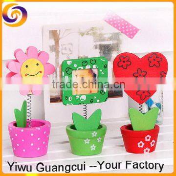 Wooden flower pot photo frame spring student id card holder latest wedding decoration