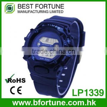 LP1339_BL Rubber Blue color Chrono Day Tech light pusher Multifunction Digital stop watch