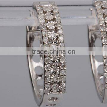 Wholesale Fashion 925 Sterling Silver Shine Plates With Zircon Hoop Earrings for Women photo-4