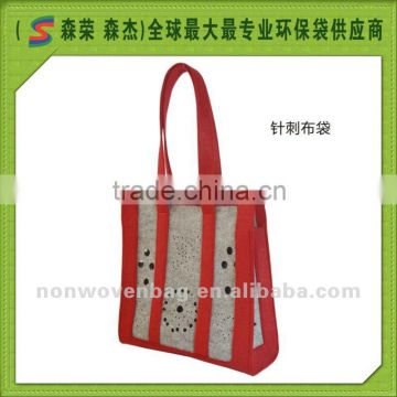 red color felt school bag Flet tote bag