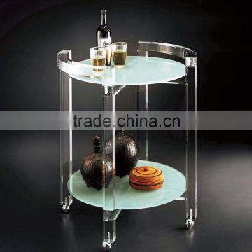 Acrylic Round Service Trolley Food Trolley With Wheel