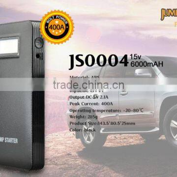 Ultra-Portable Compact Power Bank 6000mAh and Jump Starter with 400A Peak Emergency Kit for Motorcycle and Car