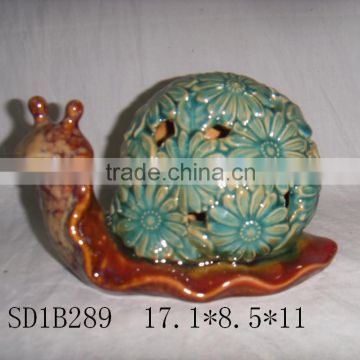 New snail ceramic candle holder