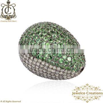 Pave Natural Diamond Beads, Tsavorite Finding Jewelry Beads, Fashion Jewelry Beads, Diamond Jewelry Manufacturer