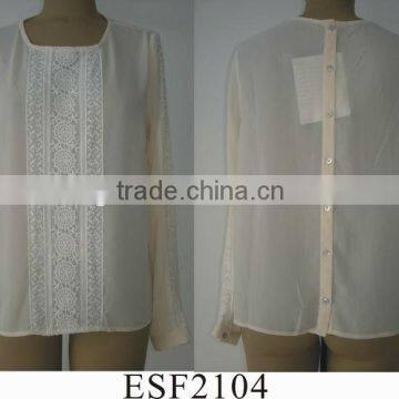 2014 Ladies New Spring Fashionable Long Sleeve Embroidering Chiffon Blouse