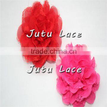 Top baby headband Chiffon fabric flower / chic artificial petals lace hair flower