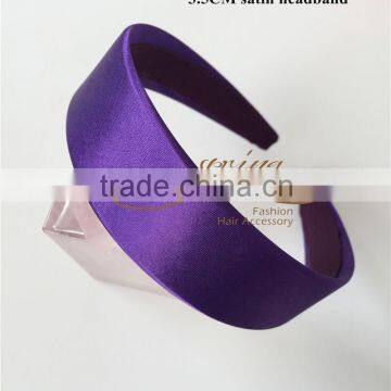 Purple well made 3.5cm satin heaband in wholesale