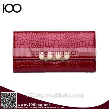 2016 New arrival women genuine leather wallet cowhide crocodile purse security ladies party clutches