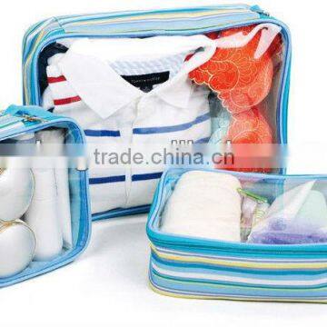 transparent three-sets pvc toiletry travel kits bag, me undies bags