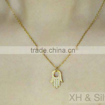 China supplier 925 sterling silver jewelry hand gold necklace