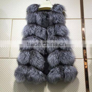 Unique design fashion knitted short fox fur vest with price