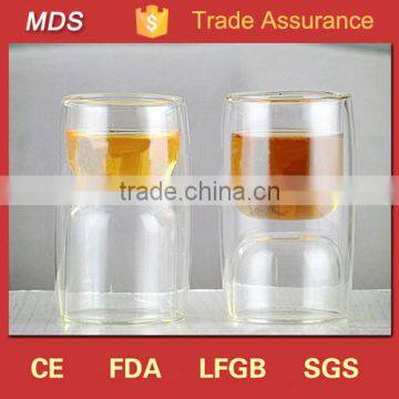 Manufacturers double layer side cylinder 60ml shot glass