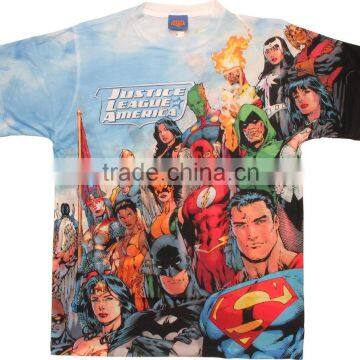 100% Polyester Half Sleeves Full Sublimated T-Shirt with Justice League Group design