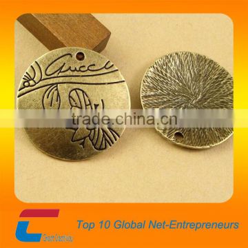 Brand logo metal tag , round gold metal plate