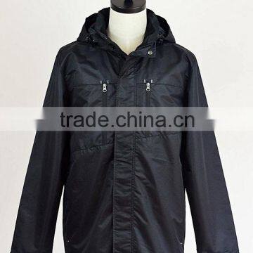 Outdoor sportswear black mens jacket with fur hoodies