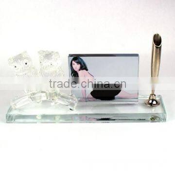 Crystal Pen holder with one photo frame Office Table Decoration