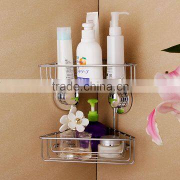 2.-tier Metal bathroom organizer storage with suction cups