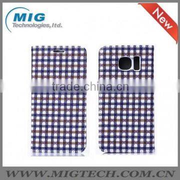 For Samsung Galaxy S6 Grid Pattern PU Leather Case Cell Phone Case, For Samsung S6 or For Samsung S6 Edge photo-2