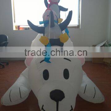 DJ-XT-48 Illuninate Inflatable Polar Bear With Fishing Penguins Outdoor Christmas Display photo-2