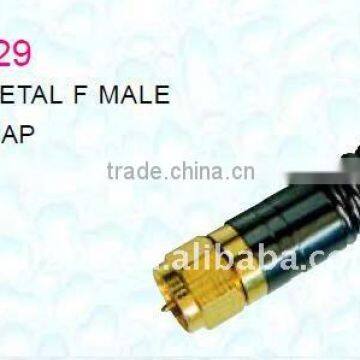 Gold Metal F connector with Black Cap