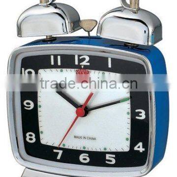 Square shaped metal mechanical alarm clock