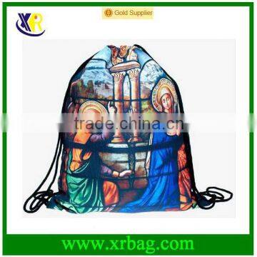 Women Mochila Man Gym Bags Travel Backpack Cathedral Printing Drawstring Bag Backpack