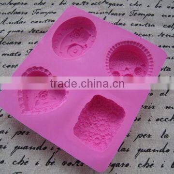 4 cavities different shapes silicone mold for soap