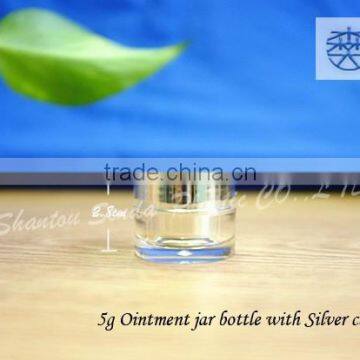 luxury packaging cosmetic silver cap, 5g round plastic container with lid, cosmetic container