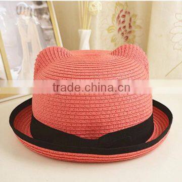 Ladies Fashion Mini Top Flower Decorative Straw Hat Custom Natural Straw Hats With Flower