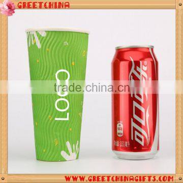 Disposable double layers insulated corrugated paper coffee cup for promotion