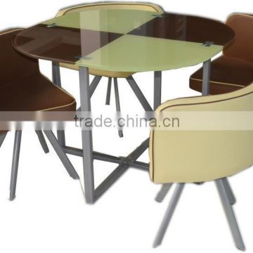 Latest designs 4 seater glass top dining table set for sale