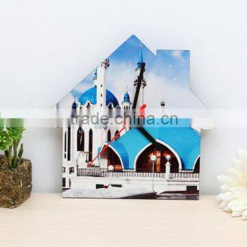 Decorative wall clock with house shape, heat transfer wall clock