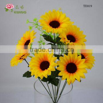 9 heads cheap wholesale artificial flowers fake sunflowers