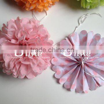 new diy style paper fan polka dot paper fan double used diy paper pinwheels fan and pom poms flowers diy party decoration