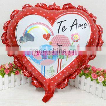 Hot sale 23 inch lace Spanish "I love you" balloon heart helium balloon for kids toys wedding decoration balloons,foil balloon                        
                                                Quality Choice