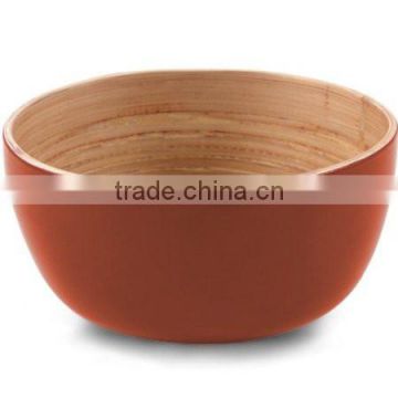 Eco-friendly round bamboo salad bowl with colored