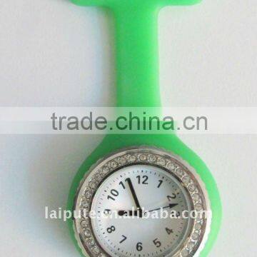 2011 fashion rhinestone silicon nurse watch