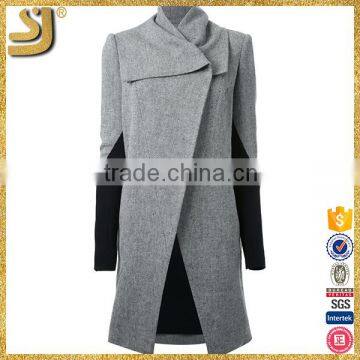 Gray and black Marijuana organic cotton blended wide lapel coat