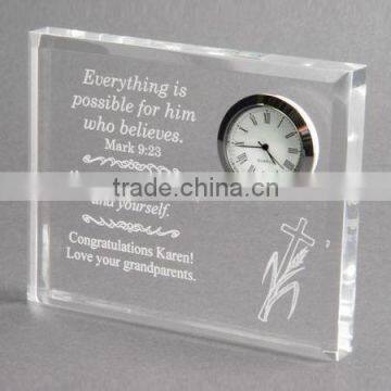 Crystal mini clock with customized logo for gifts decorations
