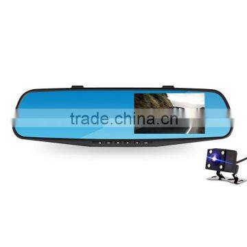 Hot HD 4.3" LCD Dual Lens high-end Full HD 6G -Glass Lens car rearview mirror camera dvr