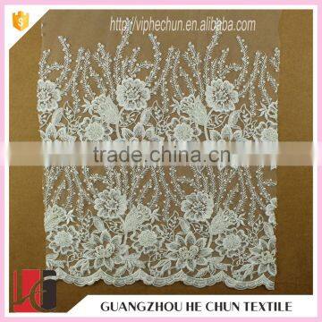 HC-6052-1 Hechun Floral Fashion Design French Bridal Beaded Lace Fabric