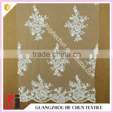 HC-5222-1 Hechun Natural Pure White African Embroidery Bridal Lace Fabric