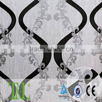 European classic heavy embossed pvc wallpaper with reasonable price