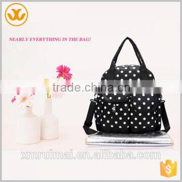 2016 New design wholesale waterproof 420D black travel baby diaper bag