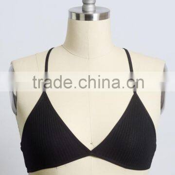 Sexy Woman Bra Set Underwear Rib Knit Cross Back Triangle Bralette