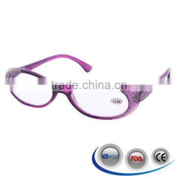 2016 new lady plastic reading glasses with diamonds